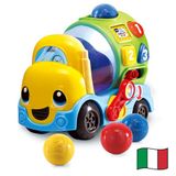 VTech Max Mixa Colori, sprekende vrachtwagen met 5 melodieën, herkent en mengt kleuren, 3 speelmodi, instelbaar volume, automatische uitschakeling, Italiaanse taal, batterijen inbegrepen, 12-36 maanden