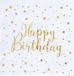 Santex Verjaardag feest servetten happy birthday - 20x - wit - 24 x 24 cm