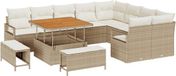 vidaXL Salon de jardin 12 pièces Beige Polyrotin