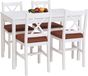 Mendler Set de salle à manger HWC-F77, coin salon pour la salle à manger, pin massif, revêtement en tissu, style campagnard, 110cm blanc, revêtement terre cuite