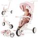 StarTech Kinderdriewieler 8-in-1 multifunctioneel met duwstang, hoge rugleuning, 5-punts veiligheidsgordel, kap - Roze