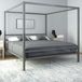 Lit en métal avec baldaquin, taille Super King, couleur grise, style moderne