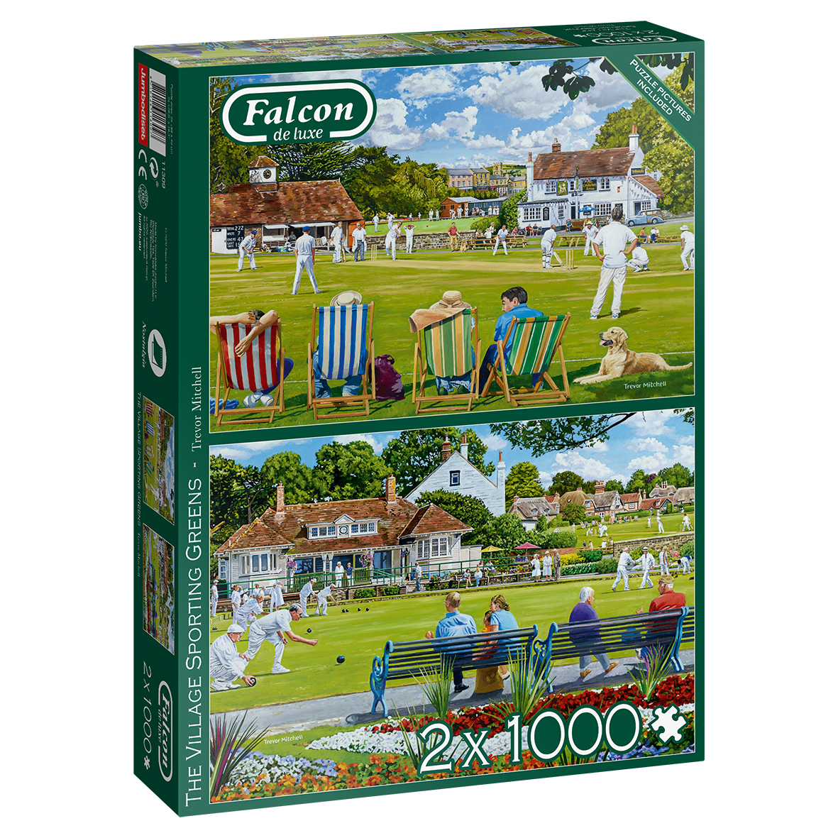 Jumbo Falcon de luxe The Village Sporting Greens 2x1000 stukjes - Legpuzzel voor Volwassenen