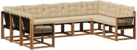 vidaXL - Hoek loungeset - 9 zitplekken - Acacia hout - Natuurlijk en beige