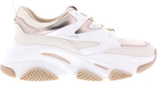Steve Madden Progressive Dames Sneakers Cream Rose Gold Off White - Maat 41