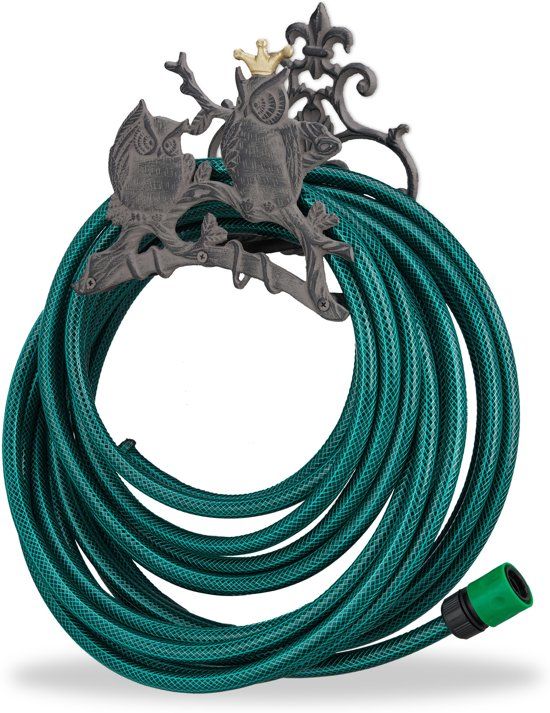 Relaxdays wandslanghouder gietijzer - tuinslanghouder muurbeugel - slanghouder wandmontage