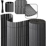 Merkloos 0.9x4m PVC Tuinscherm voor Privacy – Tuinafscheiding & Balkonscherm voor Tuin en Balkon - grijs