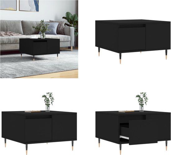vidaXL Salontafel 55x55x36,5 cm bewerkt hout zwart