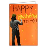 AFIE 69-8115 Fluo-kaart Happy Birthday to You met envelop 12 x 17,5 cm – illustratie voor heren Street Artist Graffeur met een pet – echte fluo-inkten – gemaakt en geproduceerd in Frankrijk