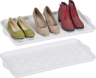 Merkloos Relaxdays schoenen lekbak - set van 2 - kunststof - voor 3 paar - 3,5 x 74 x 36 cm - wit