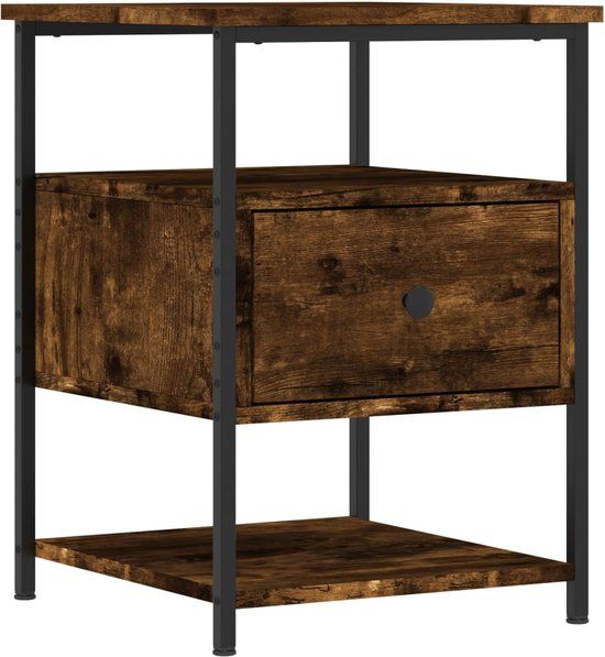 vidaXL Nachtkastje - 40x42x56 cm - Bewerkt Hout - Gerookt Eikenkleurig