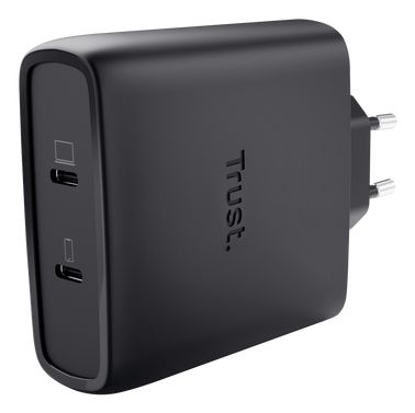 Trust Maxo GaN - 100W USB-C Oplader - 2 Poorten - Snellader voor laptop en smartphone - Zwart