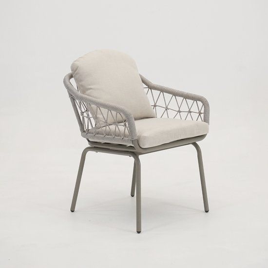 VITA Palma dining chair beige aluminium inclusief kussen 66.5x79x61.5 cm