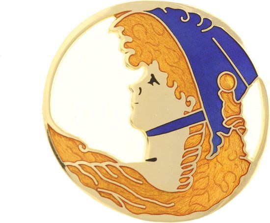 Behave Dames Broche rond vrouw met hoed silhouet