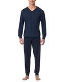 Schiesser Pyjama lang - Comfort Essentials - Heren Pyjamaset - nachtblauw