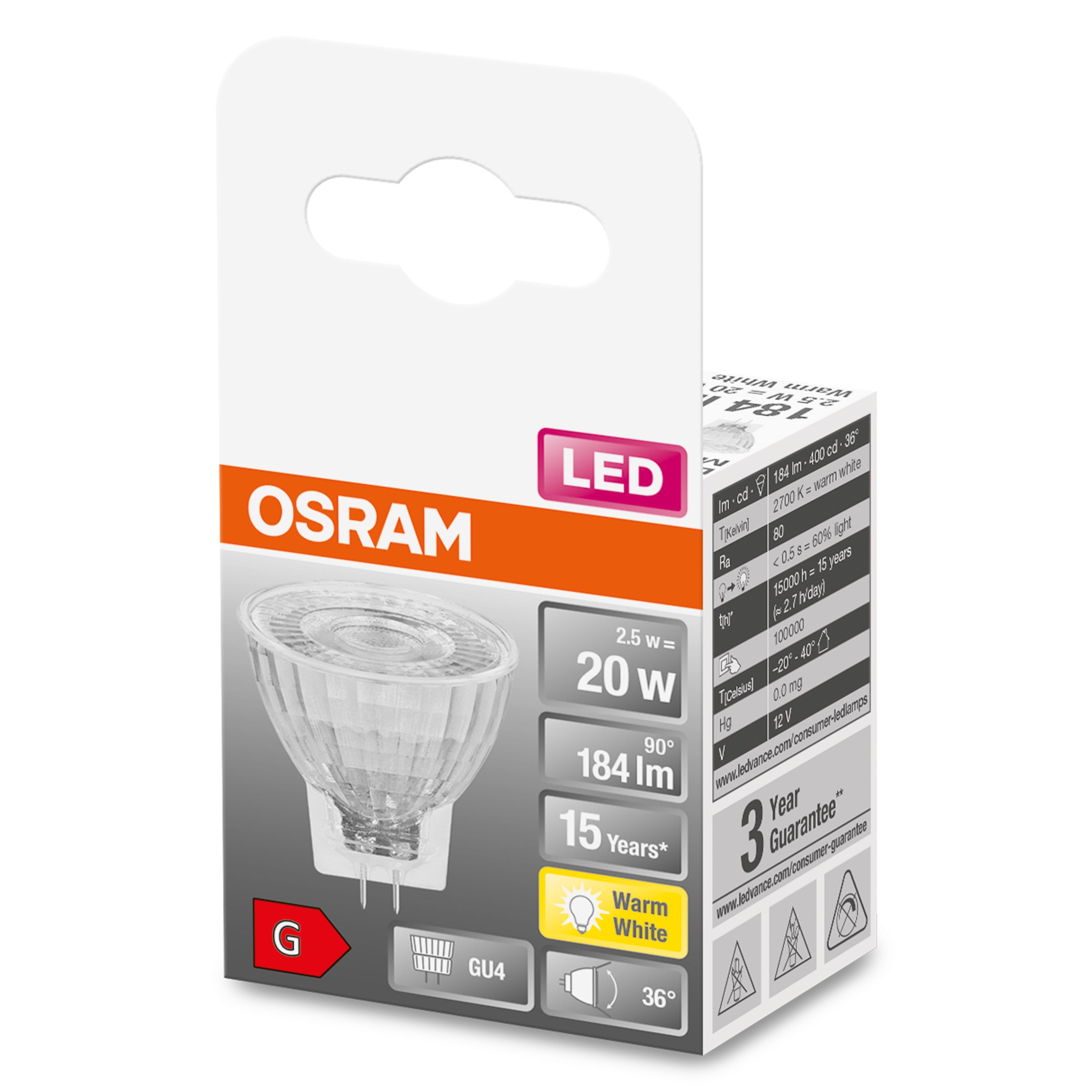 Osram STAR LED Spot - GU4 - 2.5W - Warm White - 2700K