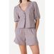 Another-Label regular waist gestreepte casual short bruin