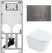 Geberit QeramiQ Dely Toiletset - 36.3x51.7cm - diepspoel - rimless - Geberit UP320 inbouwreservoir - met Burda frame - softclose toilet zitting - 35mm - gunmetal bedieningsplaat - rechthoekige knoppen - glans wit