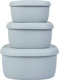 Merkloos / Sans marque BLUE GINKGO Siliconen voedselopslagcontainers, Herbruikbare luchtdichte voedselcontainers met deksels, lunchbox en Bento-Dozen voor volwassenen en kinderen, vriezer, grijs