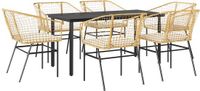 vidaXL 7-delige Tuinset met Kussens Poly Rattan Glas Bruin