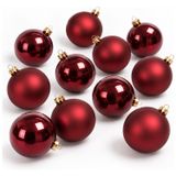 Decoris kerstballen - 12x st - donkerrood - D10 cm - glas - kerstversiering