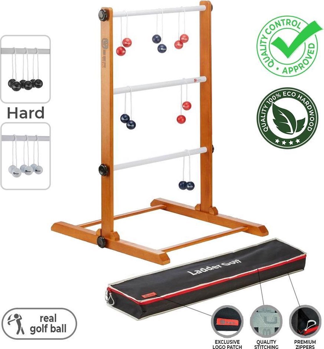 Ubergames Laddergolf spel - Golf ballen - Rood Blauw - Luxe Compleet en Prof.