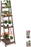 Merkloos Relaxdays plantenrek - 4 etages - hout - klapbaar - 160x41x49 cm - donkerbruin