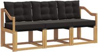 vidaXL Bank loungeset 3-delig Wit en zwart Acacia hout