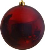 Decoris Kerstbal - donkerrood - groot - 20 cm - kunststof - glans