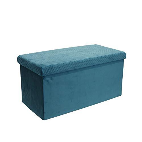 The Home Deco Factory HD6381 Zitbank, inklapbaar, polyester, blauw, 76 x 38 x 38 cm