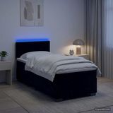 vidaXL Boxspringbed met matras en LED-verlichting, zwart, 90 x 190 cm, fluweel