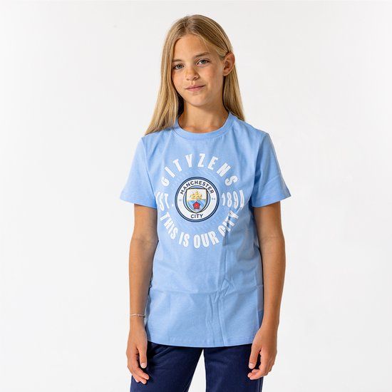 Manchester City Big Logo T-Shirt Kinderen - Maat 152 - Lichtblauw
