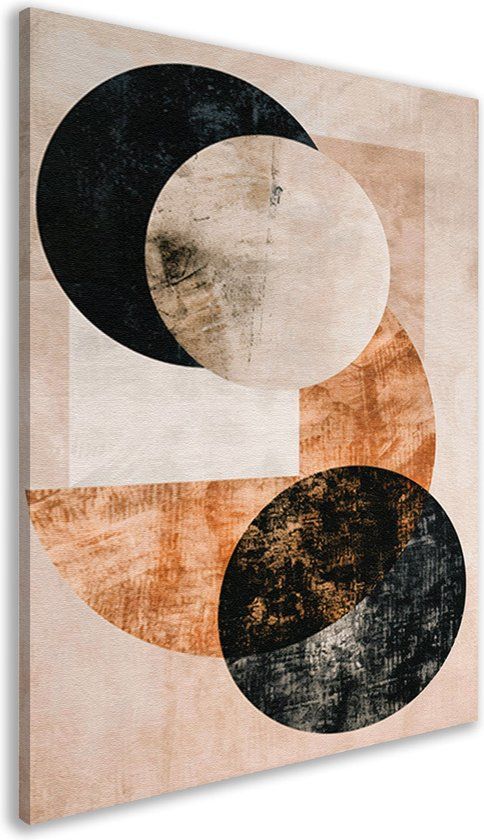 Merkloos / Sans marque Cirkels schilderij - Geometrie schilderijen - Canvas schilderij Lijnen - Wanddecoratie landelijk - Schilderij op canvas - Muurkunst canvas 50x70 cm