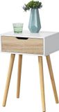 en.casa Bijzettafel nachtkastje met lade 60x40x29,5 cm wit eikenkleurig