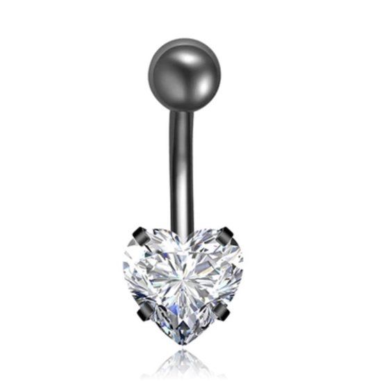 LGT JWLS Lookinggoodtoday Stalen Piercing voor Navel - Heart Gunmetal