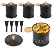 Merkloos Raclette Mini Anti-aanbaklaag Set van 4 Zwart