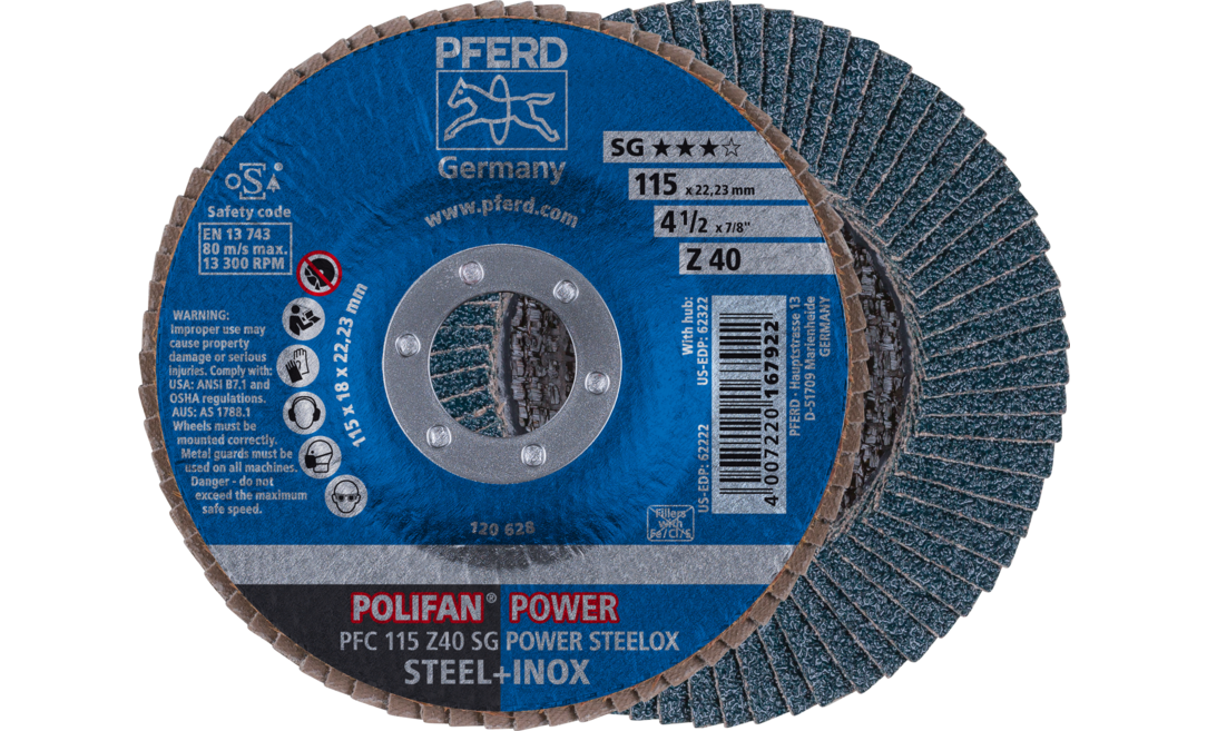 PFERD PFC 115 Z 40 SG POWER STEELOX - Slijpschijf - 13300 rpm - 10 stuks