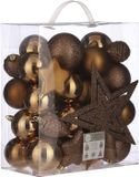 House of Seasons Kerstballen - 39 stuks - koper bruin mix - met piek