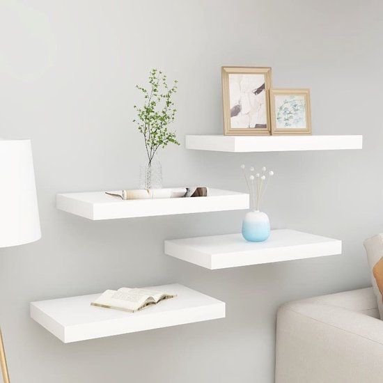 vidaXL Wandschappen zwevend 4 stuks 40x23,5x3,8 cm MDF eikenkleurig en wit