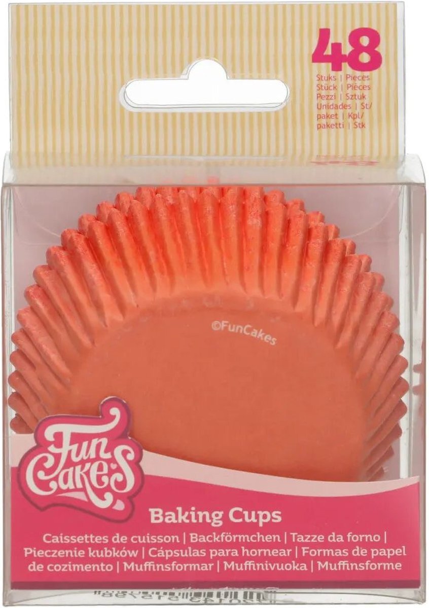 FunCakes Baking Cups Oranje: Perfect voor alle cupcakes, Cupcakes en meer, Taart decoratie, pk/48