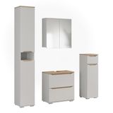 Vicco Meuble de salle de bain Ruben, Blanc/Chêne artisanal, Set de 4 pièces