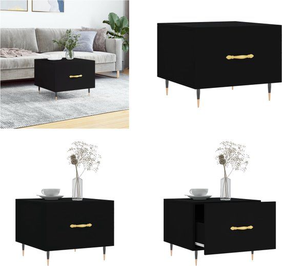vidaXL Salontafel 50x50x40 cm bewerkt hout zwart