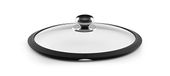 Castey T14 glazen deksel met siliconen ring en stalen knop, 14 cm, glas, doorzichtig