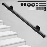 Merkloos / Sans marque Trapleuning Gepoedercoat Leuningen Diameter 32 mm Outdoor Indoor Zwart Lengte 100cm