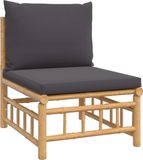vidaXL Loungeset met kussens bamboe donkergrijs
