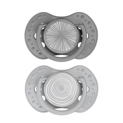 Difrax LOVI - Dynamische Fopspeen - 6 tot 18 Maanden - Grijs