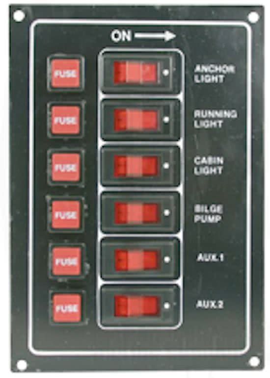 Allpa schakelpaneel 12V alluminium 6 posities