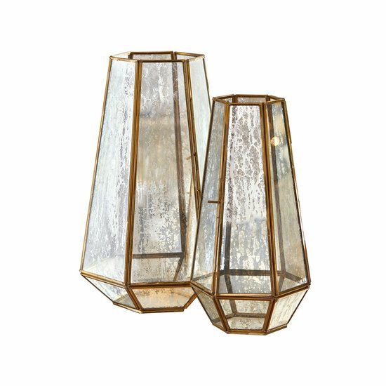 LOBERON Windlicht set van 2 Mouniza messing