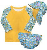Bambino Mio 3-delige baby zwemset met herbruikbare zwemluier, UV-zwemshirt en zonnehoedje - Bijenmotief