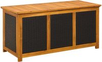 vidaXL Tuinopslagdoos - Massief Acacia Hout - Zwart - 113 x 50 x 56 cm